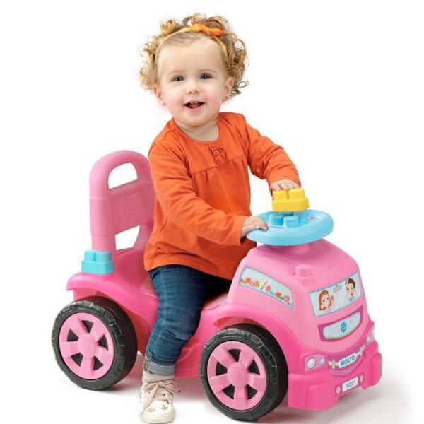 Correpasillos camion rosa con 10 blocks