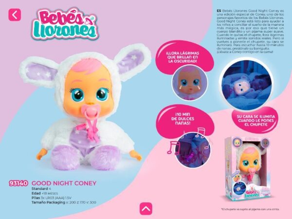 Bebés Llorones Good Night Coney Muñeca