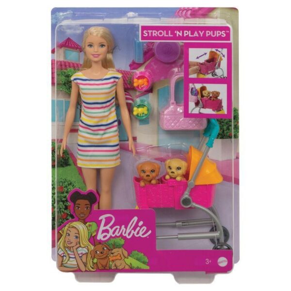 Barbie Rubia y Su Mascota con Cochecito